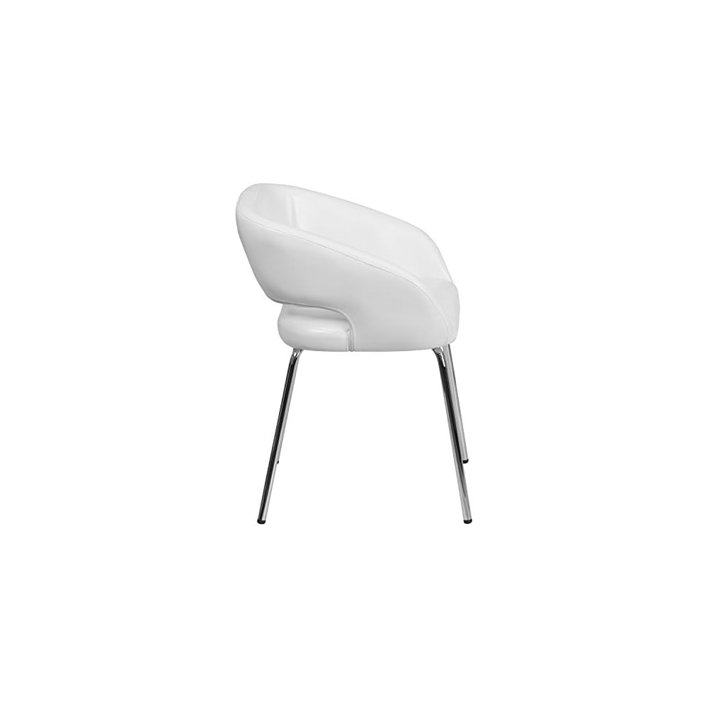 Flash Furniture Fusion Series LeatherSoft Upholstered Side Reception Chair, Retro Padded Lounge Chair for Living Room or Office, White
