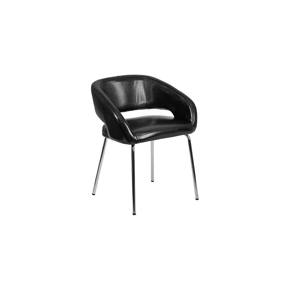 Flash Furniture Fusion Series LeatherSoft Upholstered Side Reception Chair, Retro Padded Lounge Chair for Living Room or Office, White