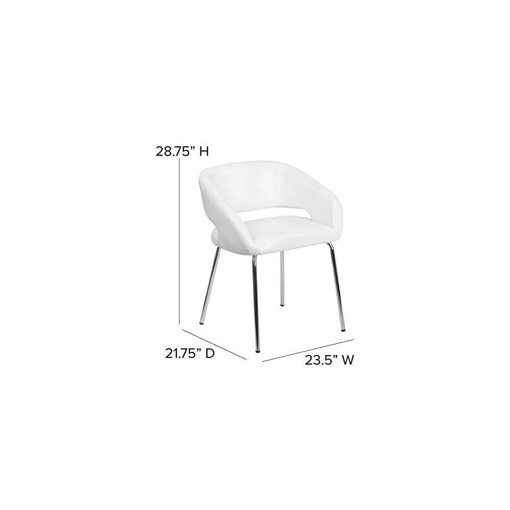Flash Furniture Fusion Series LeatherSoft Upholstered Side Reception Chair, Retro Padded Lounge Chair for Living Room or Office, White