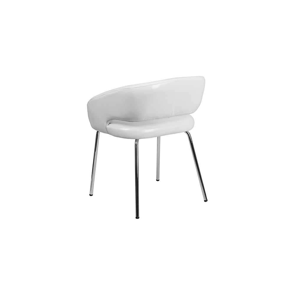 Flash Furniture Fusion Series LeatherSoft Upholstered Side Reception Chair, Retro Padded Lounge Chair for Living Room or Office, White
