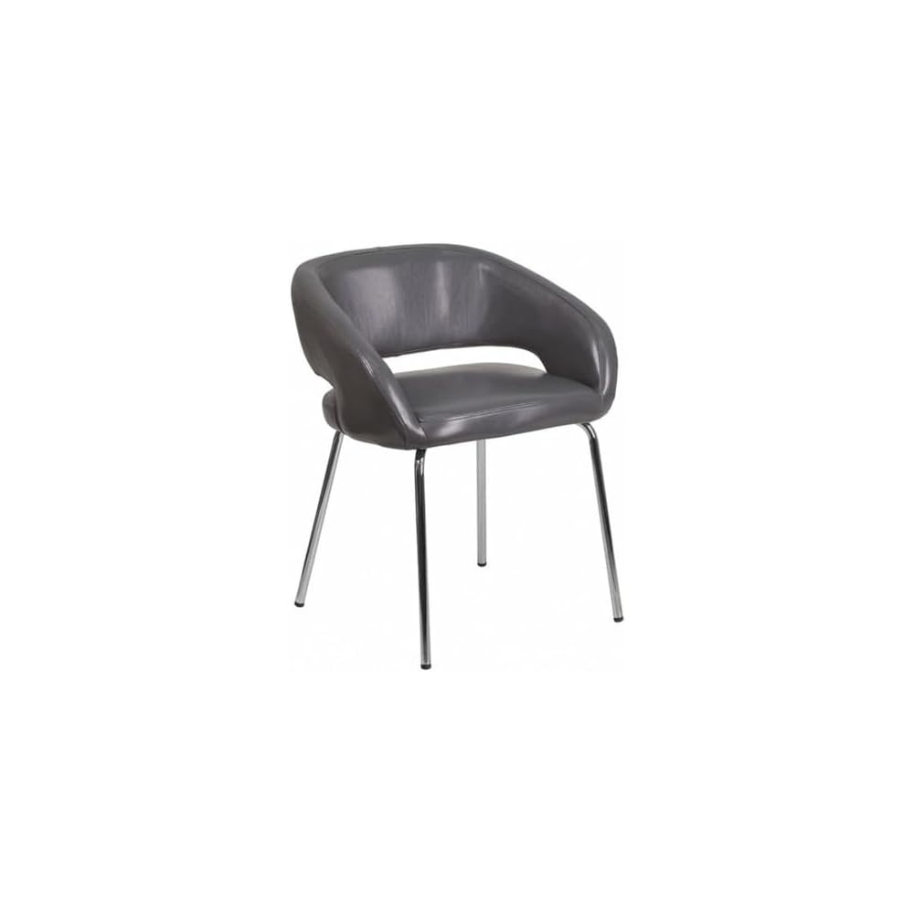 Flash Furniture Fusion Series LeatherSoft Upholstered Side Reception Chair, Retro Padded Lounge Chair for Living Room or Office, White