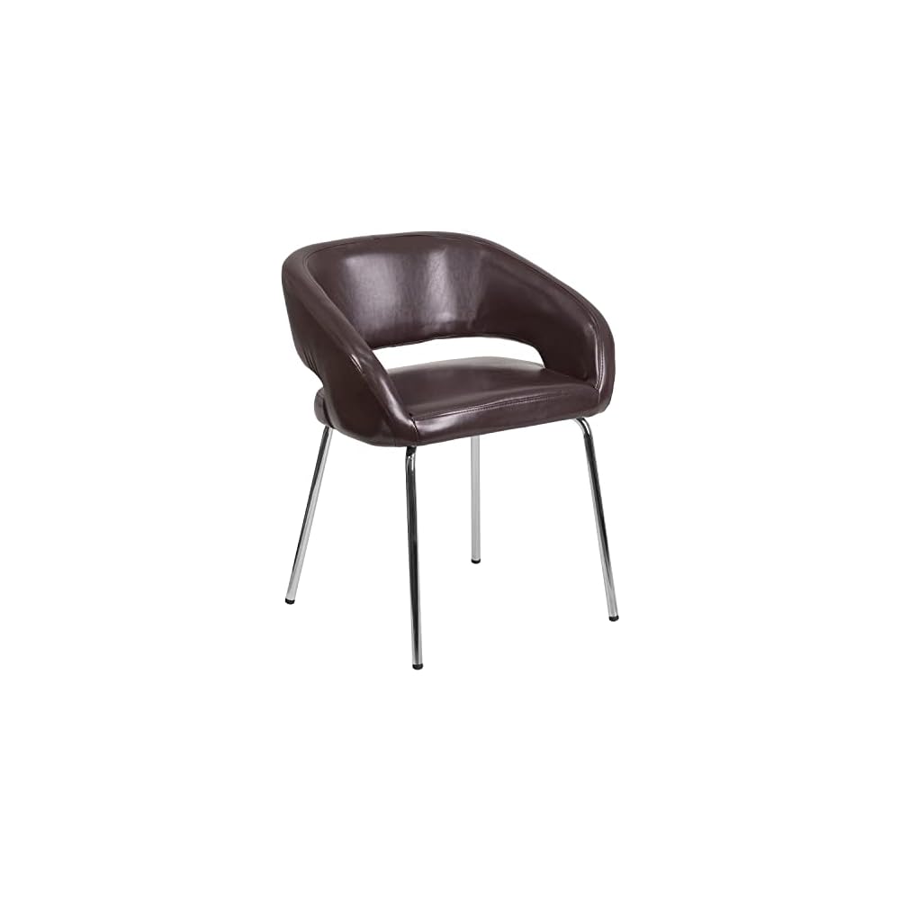 Flash Furniture Fusion Series LeatherSoft Upholstered Side Reception Chair, Retro Padded Lounge Chair for Living Room or Office, White