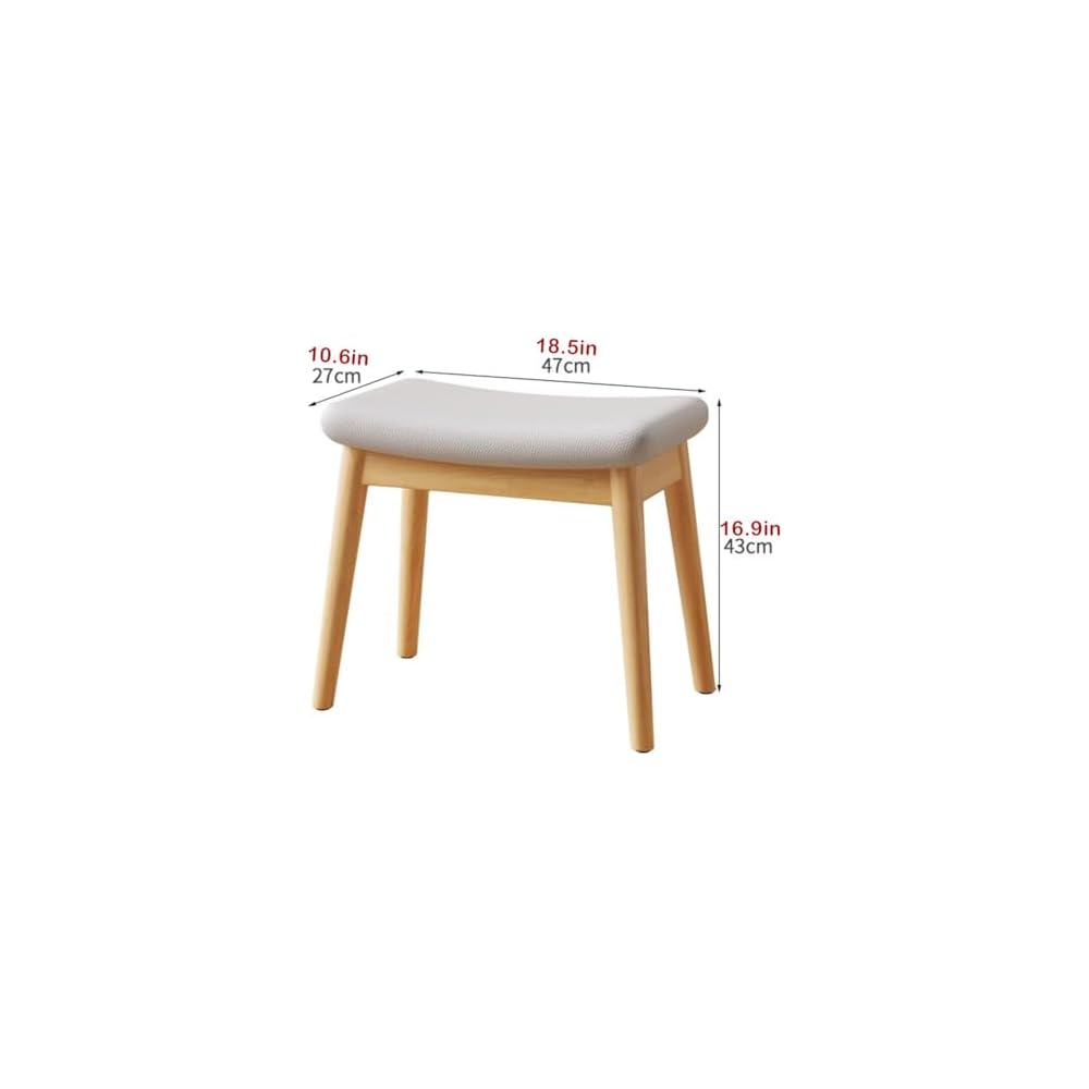 Solid Wood Dressing Table Stool for Girls Bedroom Makeup Chair with Shoe Bench Entryway Kitchen Chairs for Living Room Study Room and Office Dark Brown