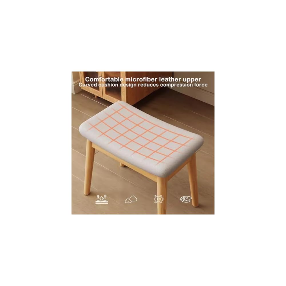 Solid Wood Dressing Table Stool for Girls Bedroom Makeup Chair with Shoe Bench Entryway Kitchen Chairs for Living Room Study Room and Office Dark Brown