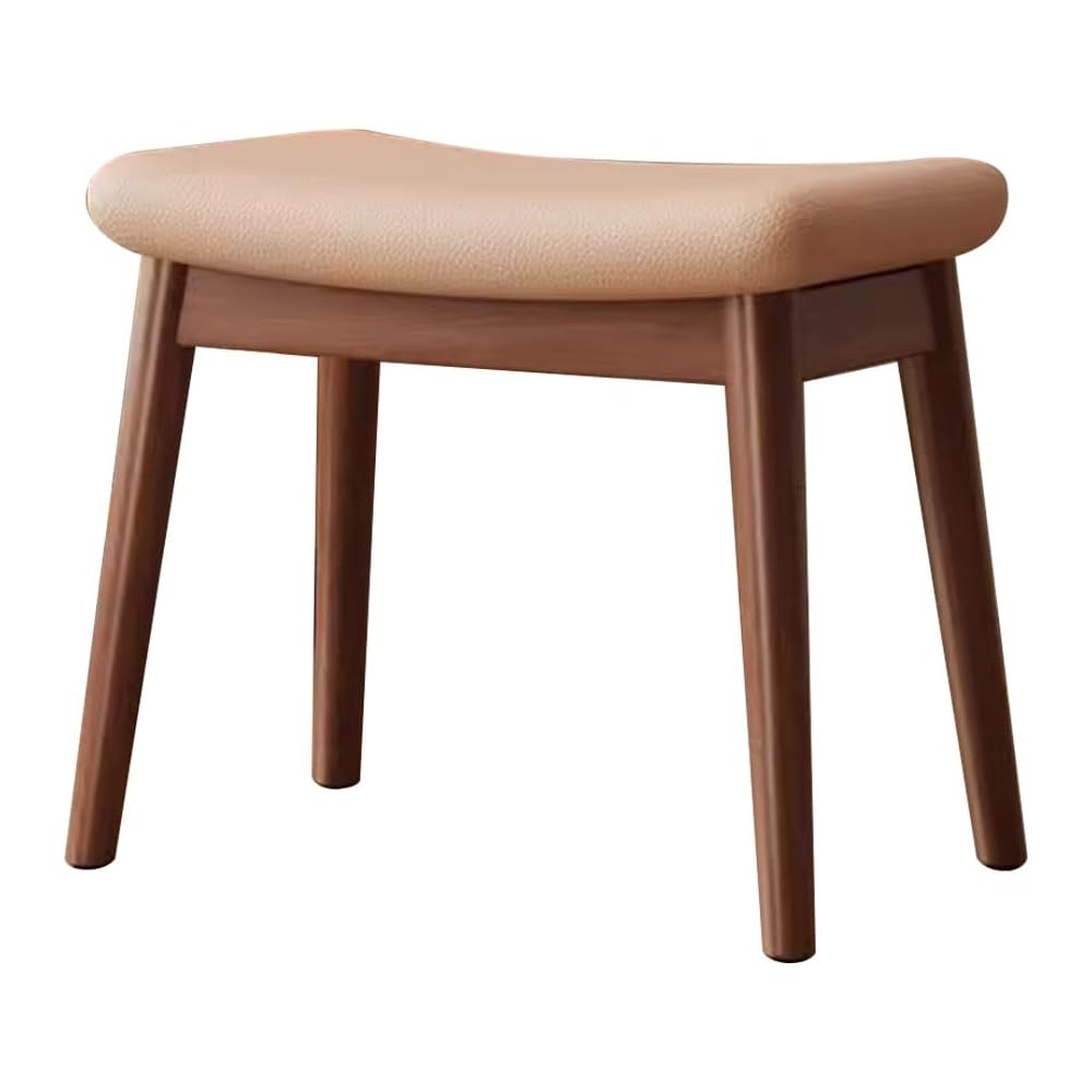 Solid Wood Dressing Table Stool for Girls Bedroom Makeup Chair with Shoe Bench Entryway Kitchen Chairs for Living Room Study Room and Office Dark Brown