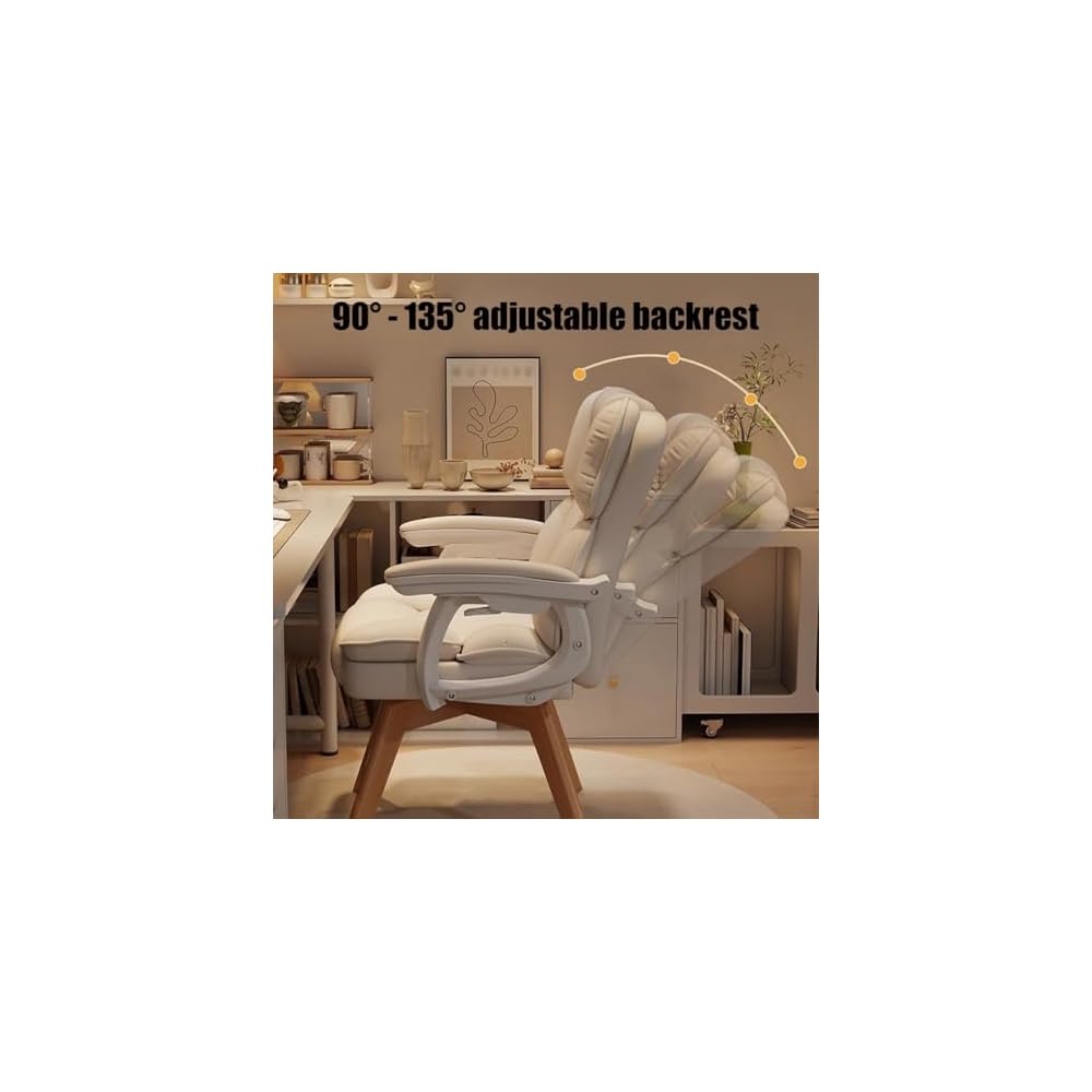 Ergonomic Computer Chair with Padded Armrests, Modern Comfortable Desk Chair Gaming Chair Makeup Chair for Living Room/Bedroom/Office, No Wheels(Gray)