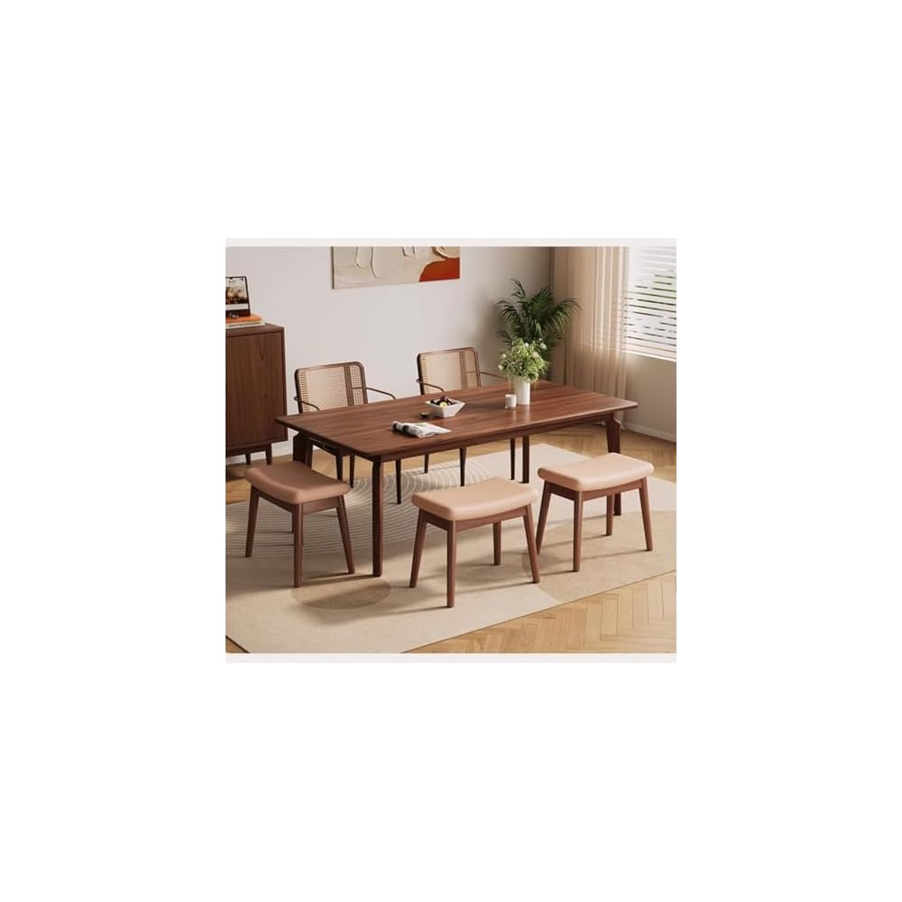 Solid Wood Dressing Table Stool for Girls Bedroom Makeup Chair with Shoe Bench Entryway Kitchen Chairs for Living Room Study Room and Office Dark Brown