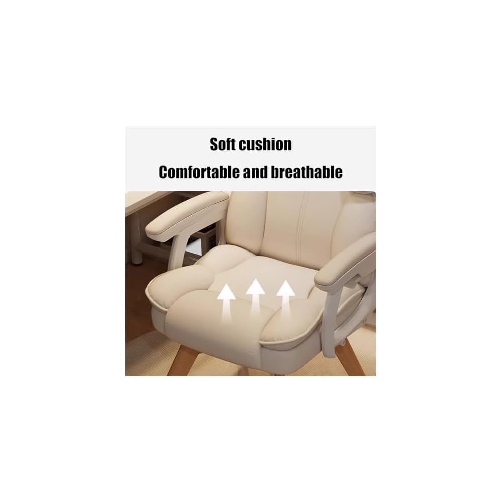 Ergonomic Computer Chair with Padded Armrests, Modern Comfortable Desk Chair Gaming Chair Makeup Chair for Living Room/Bedroom/Office, No Wheels(Gray)