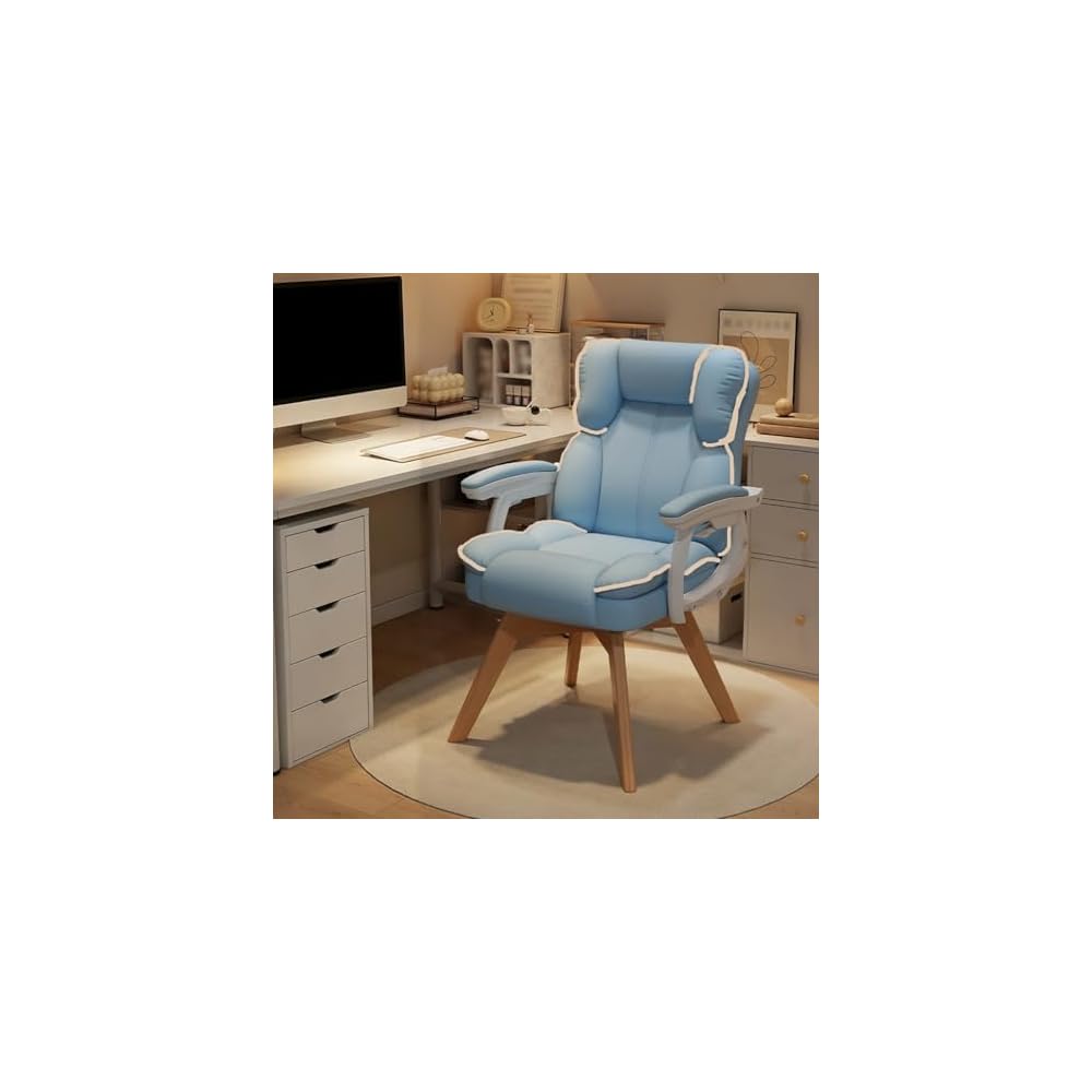 Ergonomic Computer Chair with Padded Armrests, Modern Comfortable Desk Chair Gaming Chair Makeup Chair for Living Room/Bedroom/Office, No Wheels(Gray)