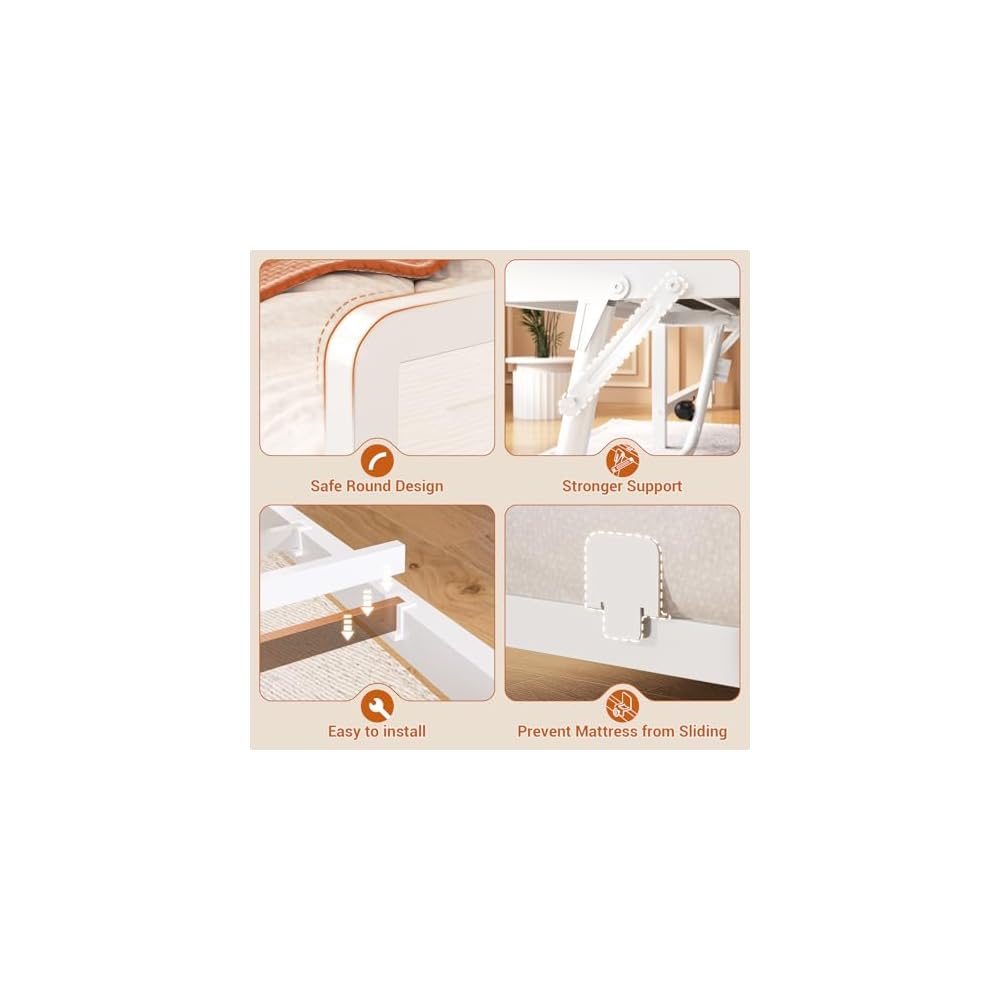 Homieasy Farmhouse Twin Daybed with Pop-Up Trundle, White
