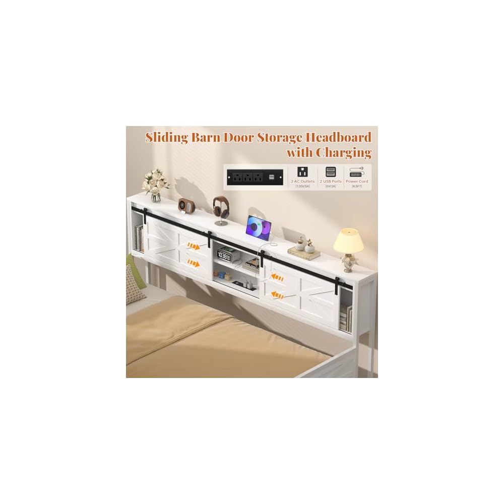 Homieasy Farmhouse Twin Daybed with Pop-Up Trundle, White
