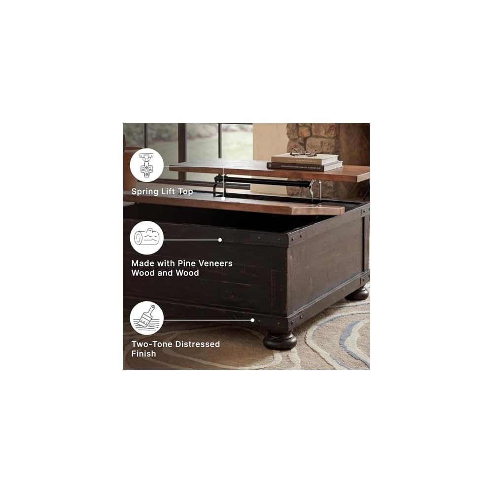 Signature Design by Ashley Lift Top Coffee Table with Storage, Farmhouse