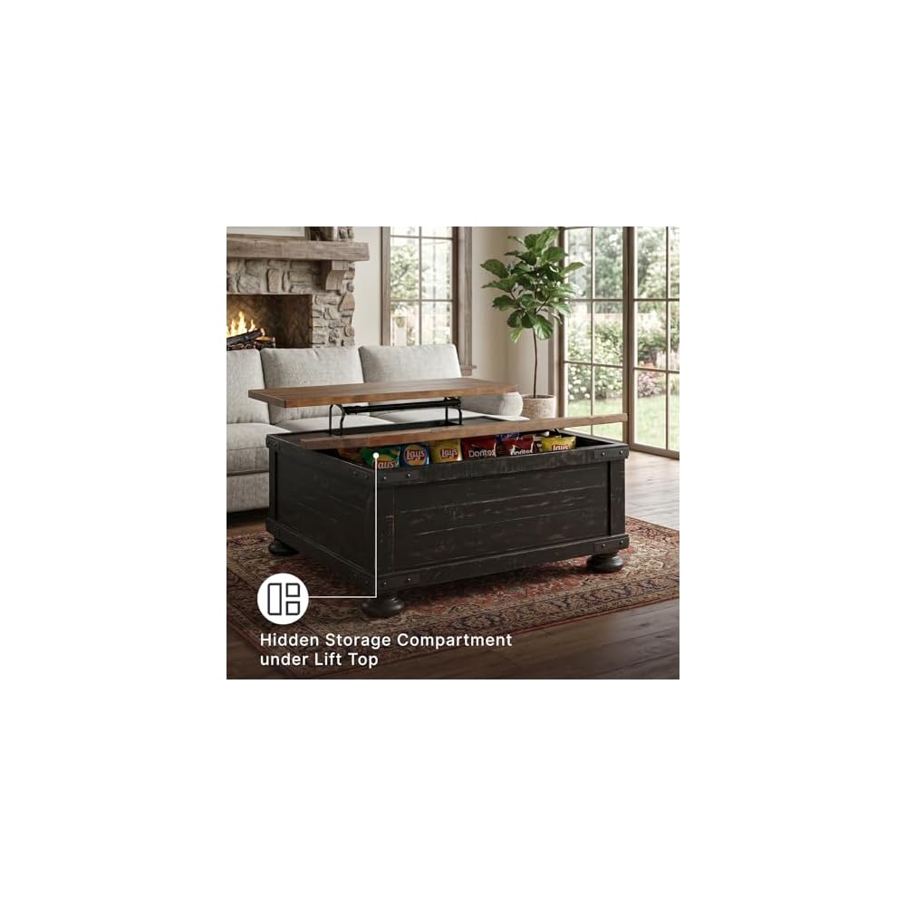 Signature Design by Ashley Lift Top Coffee Table with Storage, Farmhouse