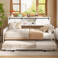 Homieasy Farmhouse Twin Daybed with Pop-Up Trundle, White