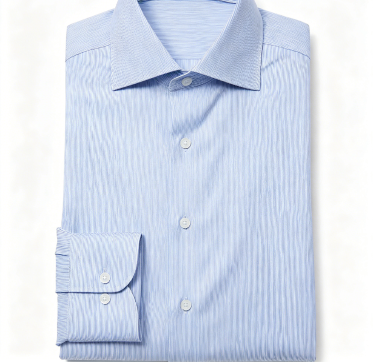 Blue Cotton Twill Classic Fit Striped Formal Shirt - Single Cuff