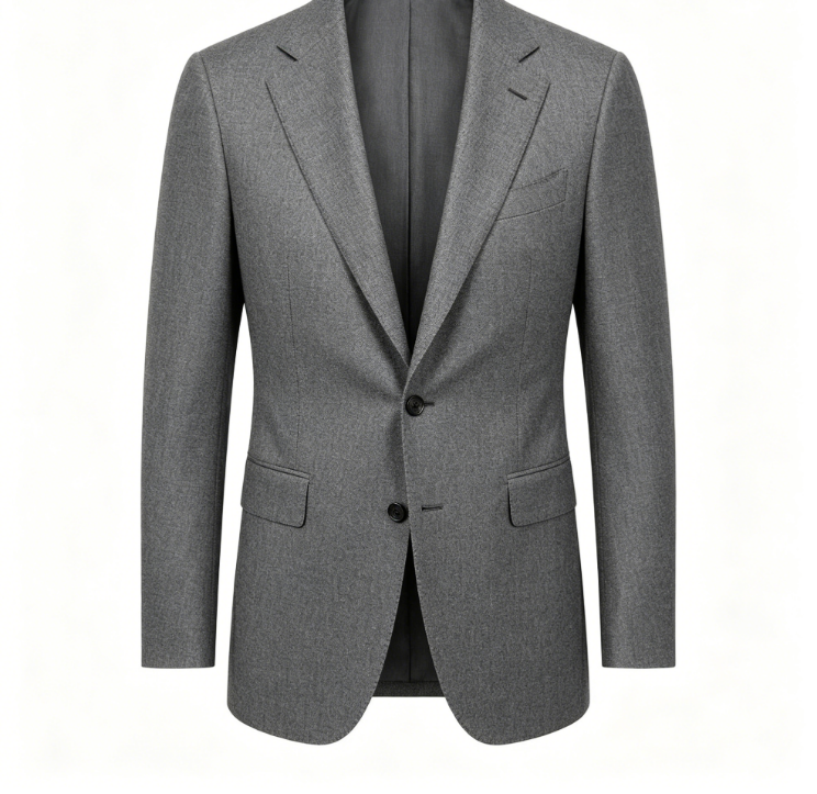 Grey Wool-Blend Tailored Suit